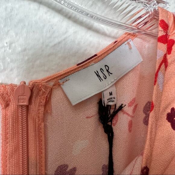 NSR PINK FLORA WHITEL PRINT MIDI WOMEN SHORT SLEEVE DRESS SIZE MEDIUM BRAND NEW - Picture 7 of 8